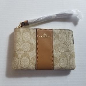 Coach Beige and Tan Wristlet